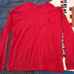 Polo by Ralph Lauren Long-Sleeve Crewneck Tee in Red with Navy Pony